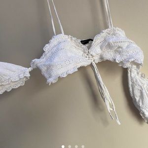 white cottage core crop top✨